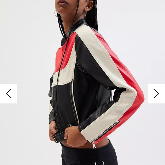 Urban outfitters BDG leather jacket. Black, red and white colouring. Size xs/s. - Picture 3 of 5